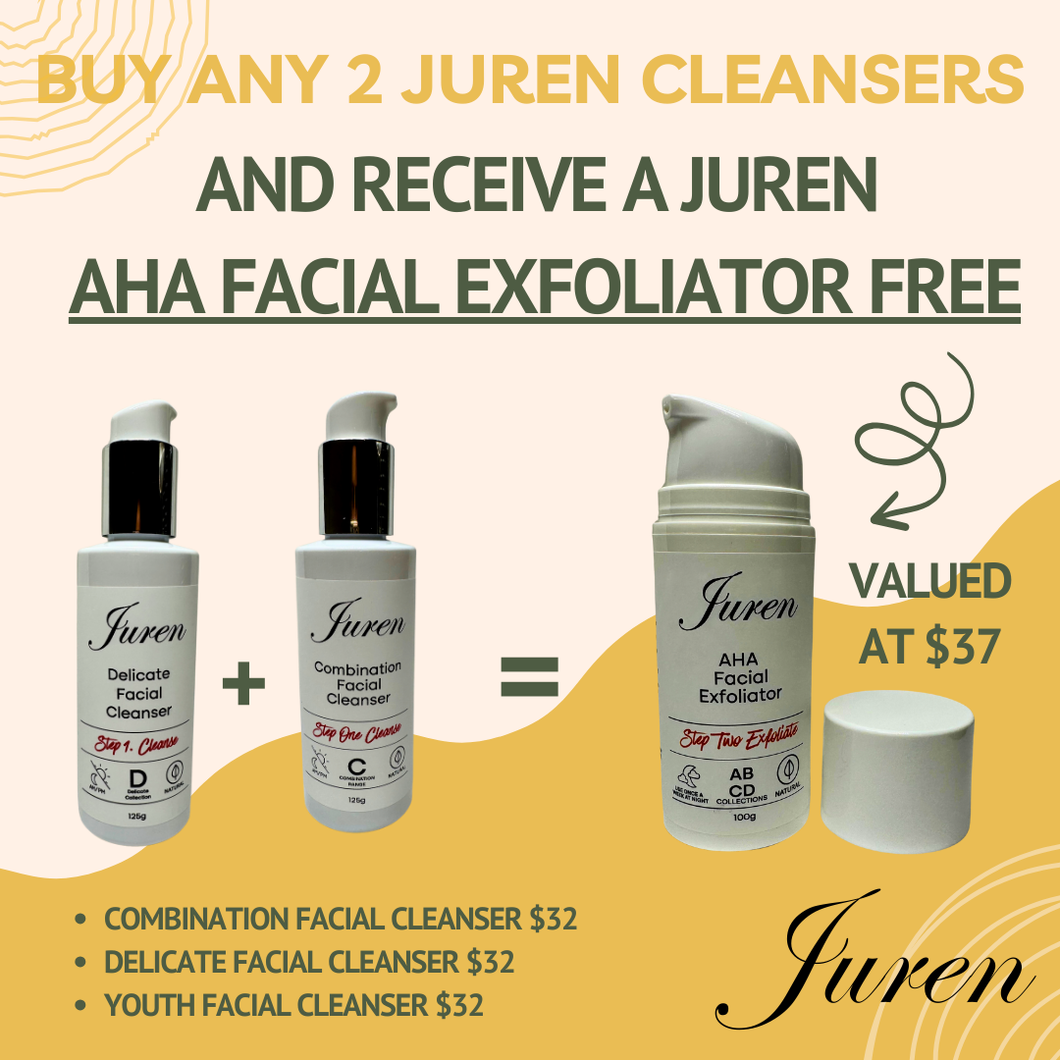 Buy Any 2 Juren Cleansers & Get a Juren AHA Exfoliator FREE