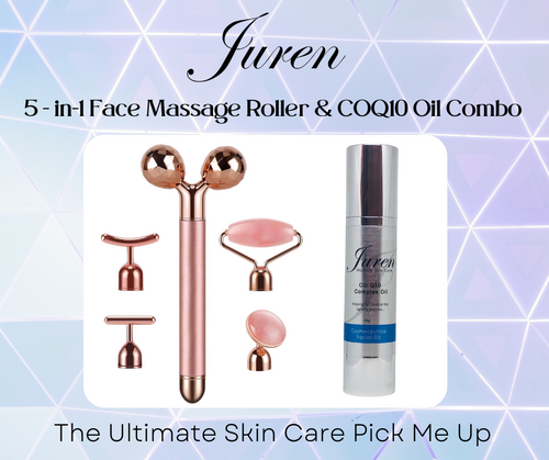 Juren 5 in 1 Facial Massage Roller & CO10 Oil Combo