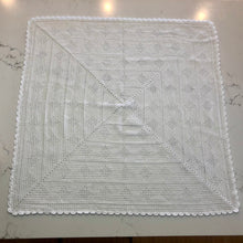Crocheted Baby Blanket - White Hearts in Stripes