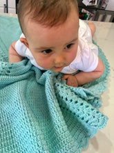 Crocheted Baby Blanket - Round Spiral Aqua