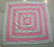 Crocheted Baby Blanket - Hearts in Pink and White Stripes