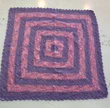 Crocheted Baby Blanket - Hearts in Pink and Mauve Stripes