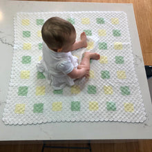 Crocheted Baby Blanket - Corner2Corner White/Lemon/Mint