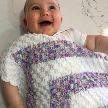 Crocheted Baby Blanket - Corner2Corner White with Multi Colour Squares