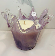 Lavender & Vanilla -Juren limited edition Murano Glass candle  - Single wick lavender marble flower