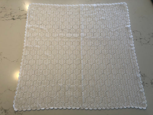 Crocheted Baby Blanket - White Honey Comb